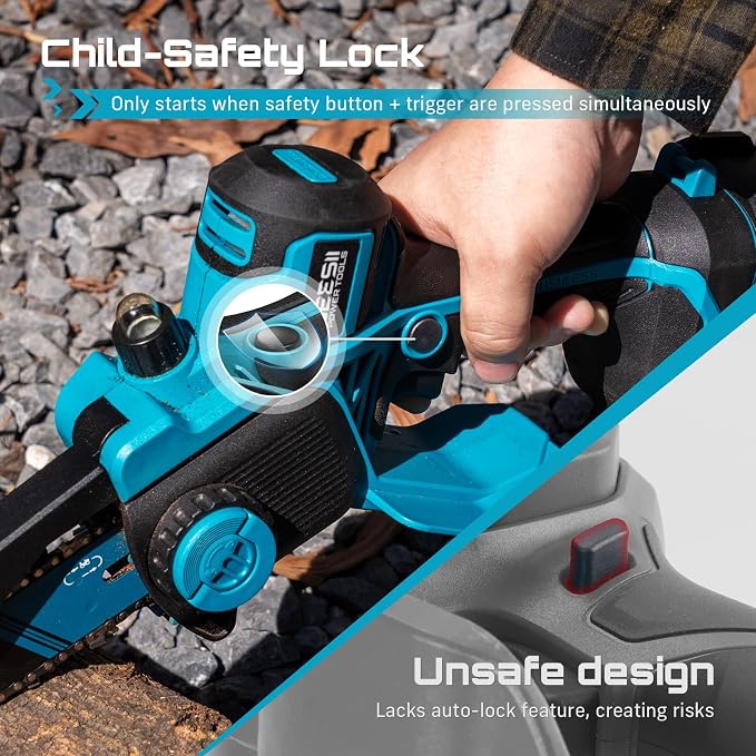 SEESII Flagship 8-Inch Cordless Mini Chainsaw, Upgraded Brushless Motor | Electric Chainsaw with 2×4000mAh Batteries, Tool-Free Chain Tension & Oiler, Handheld Saw for Fast Tree Branch Cutting