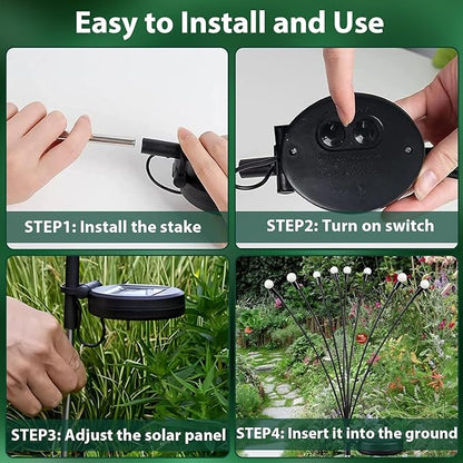 6 Pack Solar Firefly Lights Outdoor Swaying Garden Decor 48 LED Warm White | 2 Lighting Mode, Auto On/Off, Sway with Wind, Waterproof Solar lights Outdoor for Garden Yard Pathway Landscape Decorations