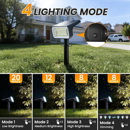 Fabrito Upgraded Solar Spot Lights Outdoor IP67 Waterproof 8 Pack, [108 LEDs, 4 Modes, 800LM] Dusk to Dawn Spotlights for All Night, 2-in-1 Solar Landscape Lights for Garden, Yard, Tree, Cool White