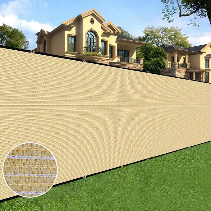 Sunnyglade 4 feet x 150 feet Privacy Screen Fence Heavy Duty Fencing Mesh Shade Net Cover for Wall Garden Yard Backyard (Sand, 4 ft X 150 ft)