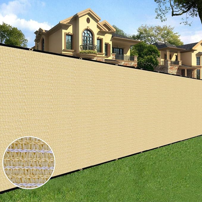 Sunnyglade 6 feet x 150 feet Privacy Screen Fence Heavy Duty Fencing Mesh Shade Net Cover for Wall Garden Yard Backyard (Sand, 6 ft X 150 ft)