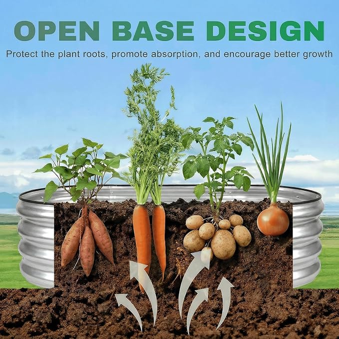 4x2x1 FT Galvanized Raised Garden Bed Kit, Open Bottom Design Metal Planter Box Outdoor, Planters for Outdoor Plants, Flower, Vegetables, Herbs (Galvanized,2PCS)