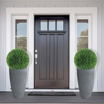 2 Packs 21 inch Tall Planter, Indoor Outdoor Round Planter for Porch, Large Plant Pot with Drainage Hole for Home Garden Front Door, Modern Decorative Pots for Plants (Dark Gray)