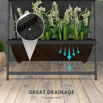 Outsunny Raised Garden Bed, 4 Tier Vertical Garden Planter Set, 4 Outdoor Planter Boxes with Stand, Self Draining Design Elevated Garden for Vegetable, Flowers & Herbs, Black
