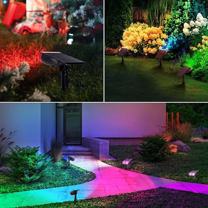 Linkind Solar Lights Outdoor Waterproof IP65, StarRay RGB Solar Spot Lights Outdoor, Color Changing Outdoor Solar Lights for Yard, Garden, Pathway, Holiday Decorations (Multicolor, 6 Pack)