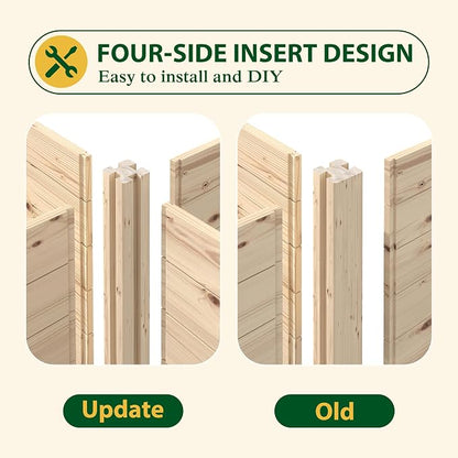 MUPATER 8x4x1.5 FT Wooden Raised Garden Bed, 43 Cubic Feet Outdoor Plant Box with Mortise & Tenon Design, Deep Raised Garden Bed for Herbs, Vegetables and Flowers, Garden, Natural Wood