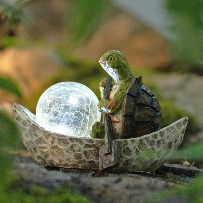 Rezpuao Garden Statue of Turtle,Garden Decor Tortoise Figurine,Turtle Outdoor Statue,Solar Tortoise Decor for Patio,Balcony,Yard,Lawn Ornament,Perfect Gardens Gift