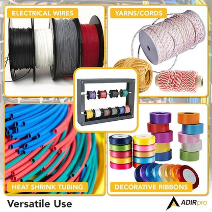 AdirPro Wire Spool Rack, 2-Rod | Heavy-Duty Wire & Cable Dispenser | Conduit Display & Storage for Electrical, Industrial & Retail Use | Grey