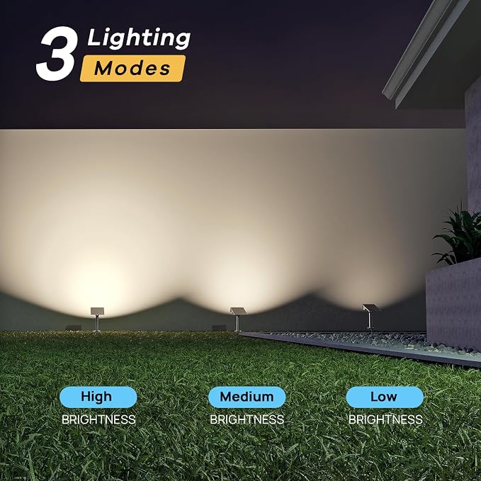 Consciot Solar Lights Outdoor, 6500K Daylight Solar Spotlights, Waterproof Landscape Lighting for Yard, Garden, Tree, Pathway, House, Patio, Outdoor Decor, 4 Pack | Landscape lighting for yard, garden, tree, pathway, house, patio and outdoor decor