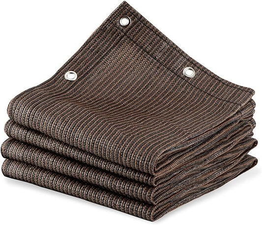 90% Outdoor Sun Shade Cloth, 8’ x 12’, Pergola, Deck, and Backyard Patio Sunshade with UV Protection, Heat Resistant HDPE Material, Reinforced Grommets (8x12 FT,Brown)