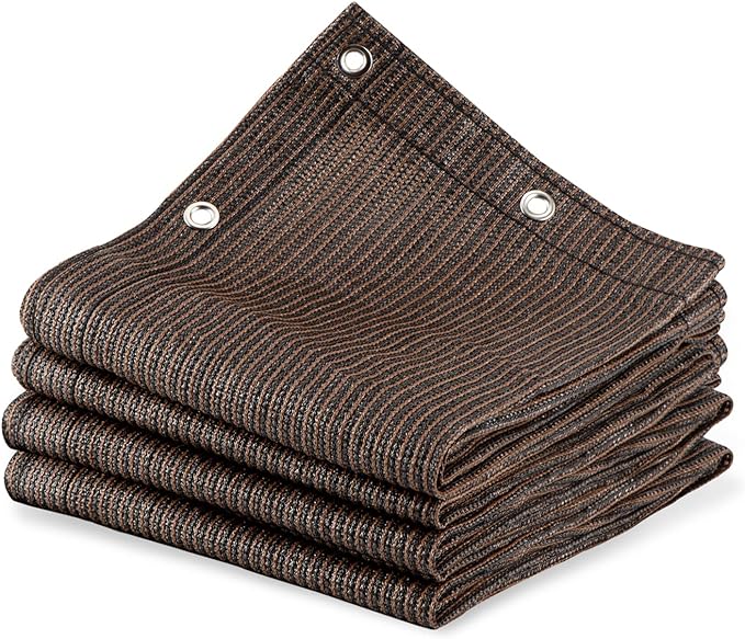 90% Outdoor Sun Shade Cloth, 6' x 10', Pergola, Deck, and Backyard Patio Sunshade with UV Protection, Heat Resistant HDPE Material, Reinforced Grommets (6x10 FT, Brown)