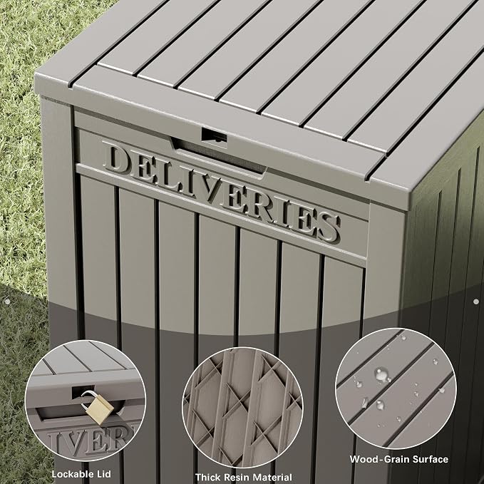LHBGO Package Delivery Box for Outside, 48 Gallon Storage with Lockable Secure, Large Double Wall Resin Outdoor Package Delivery Waterproof Deck