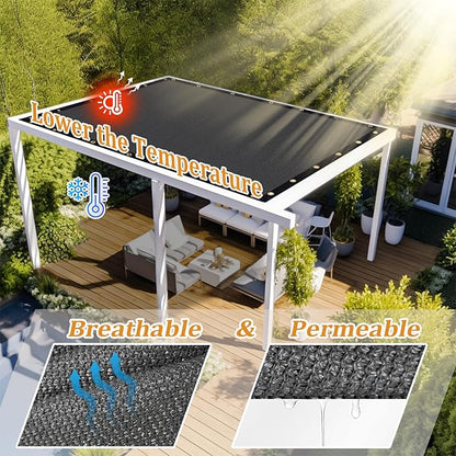 Shade&Beyond Customized Size 7' X 8' Shade Cloth with Grommets, 90% UV Protection UV Protection Mesh Tarp Sun Screens for Patio GN01, Dark Gray