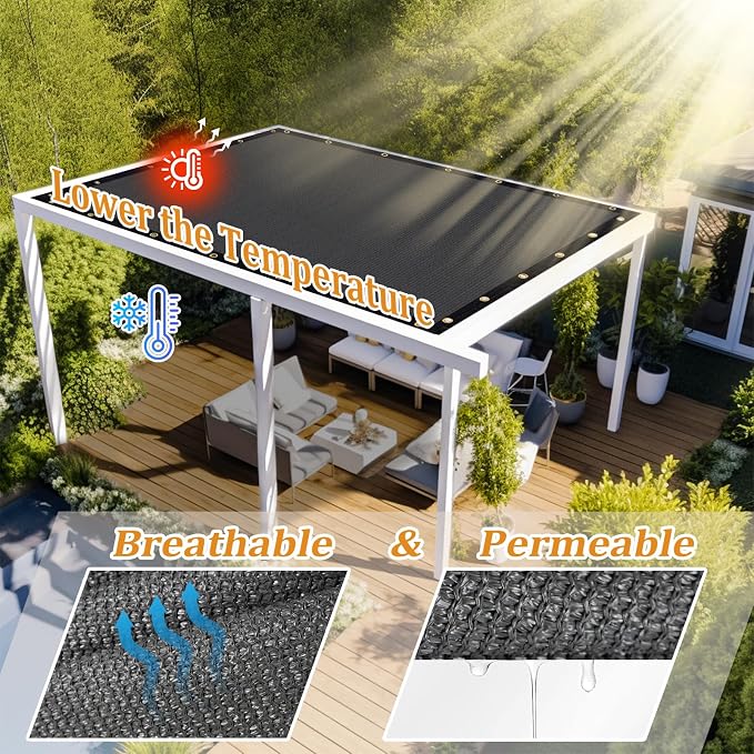 Shade&Beyond Customized Size 5' X 23' Shade Cloth with Grommets, 90% UV Protection UV Protection Mesh Tarp Sun Screens for Patio GN01, Dark Gray