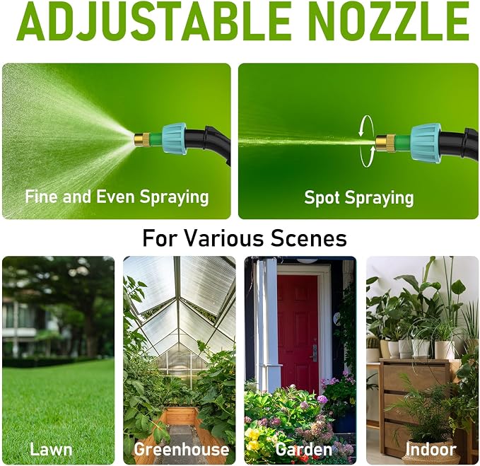 Weed Sprayer 2 Gallon, 7.4V Battery Powered Sprayer, Weed Killer Sprayers with 5 Mist Nozzles,Rechargeable Handle,Retractable Wand and Adjustable Strap for Garden, Yard,Lawn