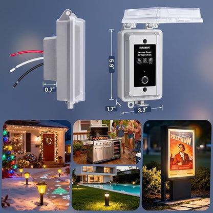 SURAIELEC 20A WiFi Smart Switch Timer, Heavy-Duty 120V 1HP Hardwired Outdoor Timer, App/Voice Remote On/Off Control, Programmable Schedules, Alexa Google Compatible, for Pool Pump Water Heater Lights