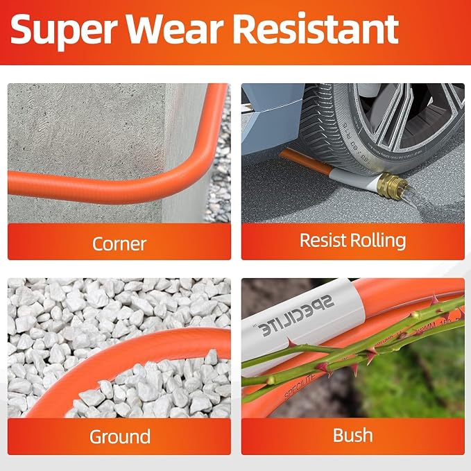 SPECILITE Garden Hose 75 ft x 5/8 in Heavy Duty, Flexible and Kink Resistant, All Weather Water Hose with 3/4" Solid Brass Fittings - for Backyard, Lawn, Car Washing & Outdoor Cleaning