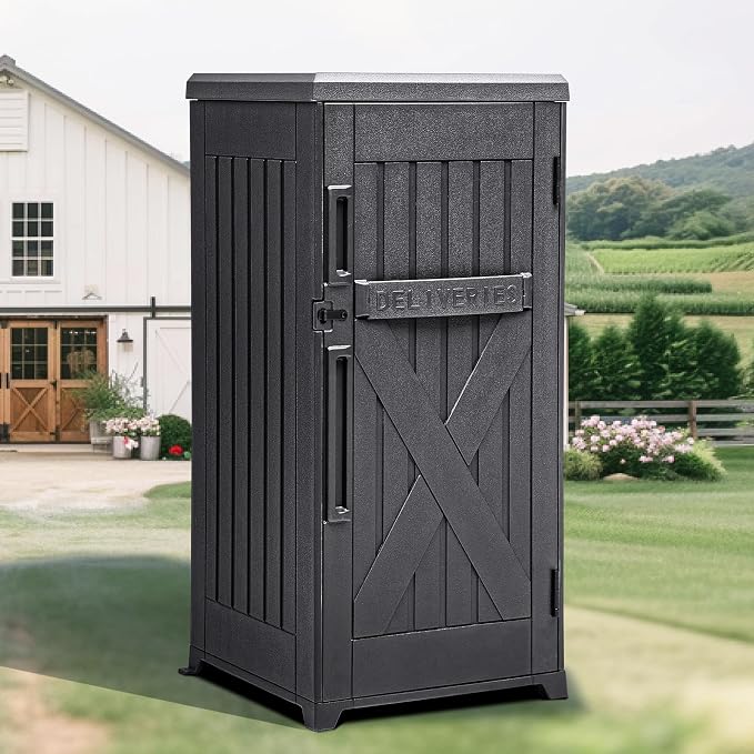YITAHOME 60-Gallon Secure Package Delivery and Storage Box | Double-Wall Resin, Weatherproof, for Outdoor Use, Curbside or Porch, 8.5 Cubic Feet, Gray