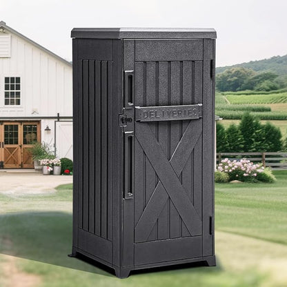 YITAHOME 60-Gallon Secure Package Delivery and Storage Box | Double-Wall Resin, Weatherproof, for Outdoor Use, Curbside or Porch, 8.5 Cubic Feet, Gray