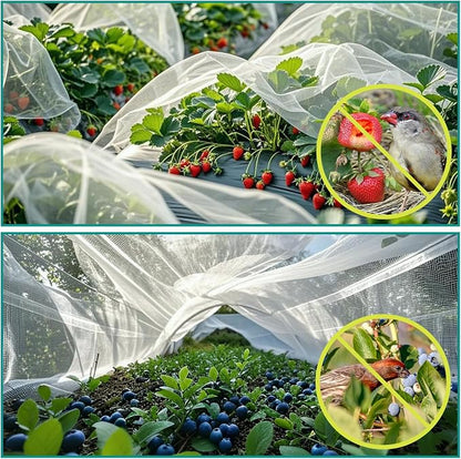 SPORTYOUTH 10x50Ft Garden Netting Ultra Fine Mesh Bird Net for Raised Beds | Insect Mosquito Bugs Barrier, Easy Cut Large Reusable Row Cover for Fruit Trees Plants Vegetable Berry Bush Patio Protection