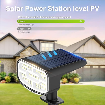 DAMINY Solar Spotlights Outdoor Waterproof IP65,2 CCT(Warm White & Cool White),4 Lighting Modes Solar spot Lights for Yard,Garden,Pathway,Landscape,Auto On/Off-2 Pack
