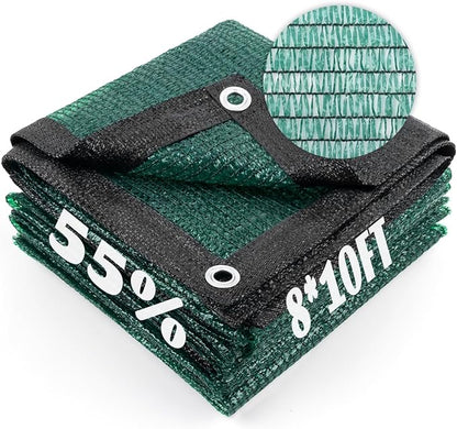 Cool Area 55% Sun Shade Cloth Mesh Tarp with Grommets for Plant Cover 8x10ft Patio Canopy Garden Pergola Greenhouse Car Barn Kennel Dark Green