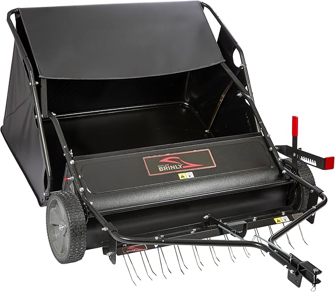 Brinly 42" Tow-Behind Combo Lawn Sweeper with Dethatcher and Hamper Windscreen