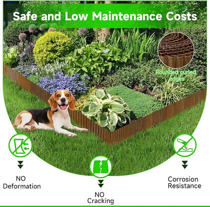 Corrugated Garden Edging,5.5"×60Ft Pre-Rusted Landscape Edging & Lawn Edging Border,Metal Garden Border for Flower Beds,Garden,Lawn,Raised Beds & Tree Surrounds