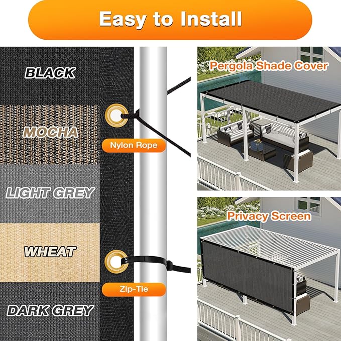Artpuch Outdoor Pergola Shade Cover 5x21 FT Sun Shade Cloth with Grommets Dark Grey 90% UV Protection Canopy Patio Privacy Screen (Customized Available)