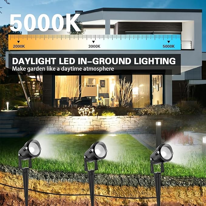 5W Spot Lights Outdoor 5000K Daylight White Flag Pole Light 12V~24V AC/DC LED Landscape Spotlights, Waterproof Low Voltage Landscape Lighting for Yar (2)