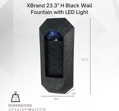 XBrand 23.3" H Black Wall Fountain with LED Light