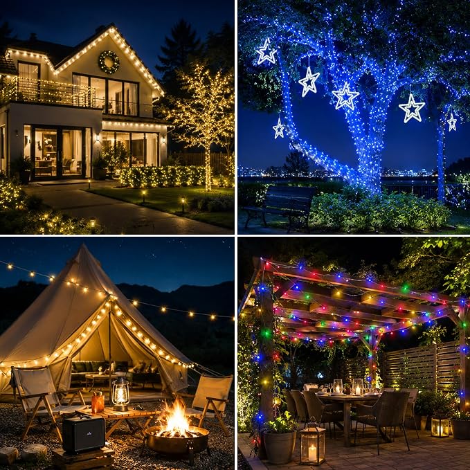 Vigdur 33FT Solar Rope Lights Outdoor - 100 LEDs 18 Color Changing LED Rope Lights Waterproof with Remote & Timer & 8 Lighting Modes, Outdoor Trampoline Lights for Xmas Garden Fence Tree Party