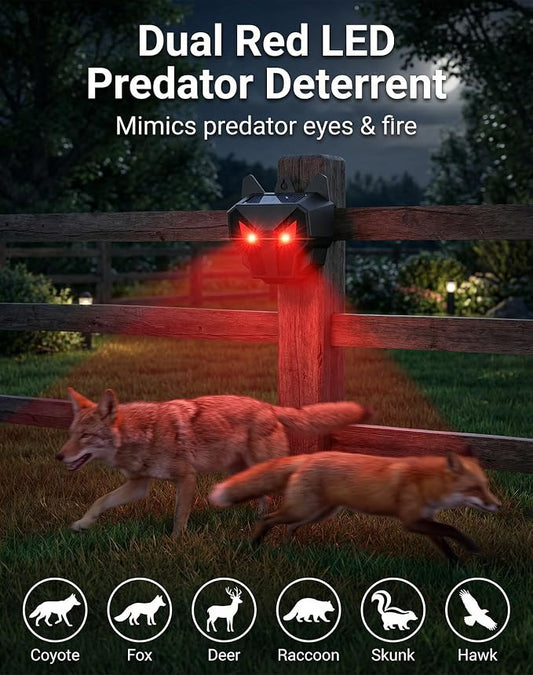 4 Pack Solar Nocturnal Animal Repeller, Humane Coyote Deterrent, Waterproof Racoon Repellent Outdoor for Fox, Deer, Skunk, Predator Lights for Chicken Coop, Farm & Garden (4, Black)