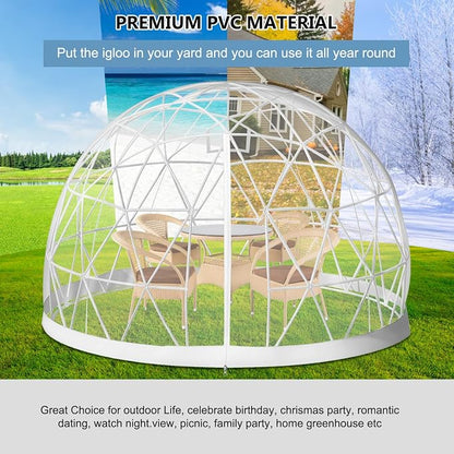 Garden Dome Tent House Outdoor 12 FT, Weatherproof Greenhouse Transparent Garden Dome House for Backyard, Party
