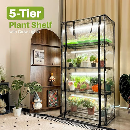 Indoor Greenhouse with Grow Light, Mini Greenhouse with 4 Pack 36W Grow Lights for Indoor Plant, Seed Start, Seedling, Seed Trays, 17.7" W x 29.5" L x 59" H