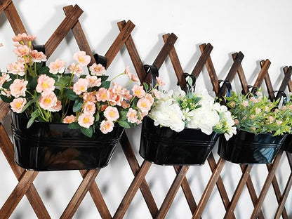 12" Balcony Railing Planters, Outdoor Hanging Planter for Fence, Stylish Metal Porch Deck Flower Pot for Herbs & Succulents (Black, Pack of 2)