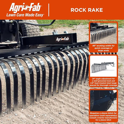 Agri-Fab 45-0366 Ground-Engaging Attachment Sleeve Hitch GT Rock Rake,Black,Large
