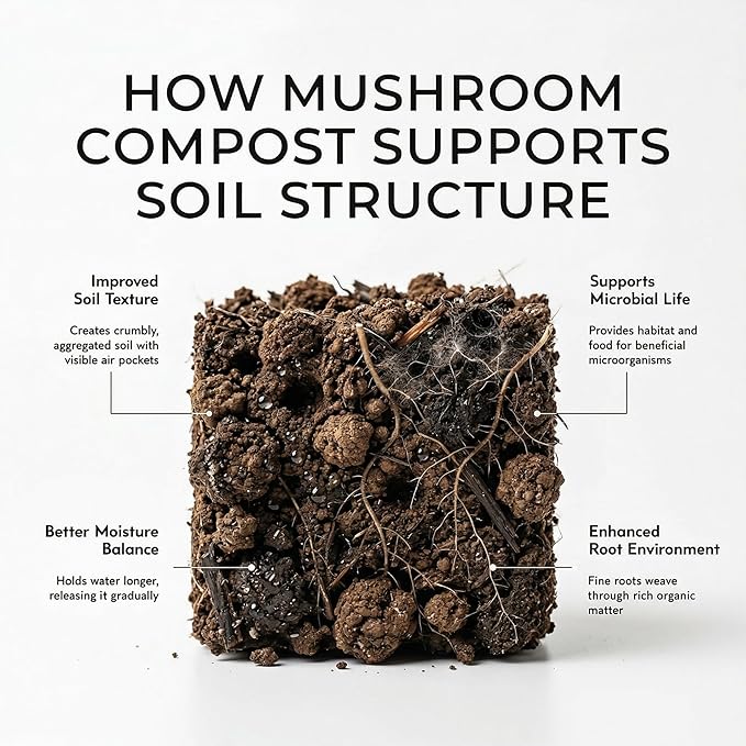 Mushroom Soil Compost Pail, Organic Nutrient-Rich Garden Soil for Vegetables, Flowers, Raised Beds, Lawn & Planting Mix (30 lb)