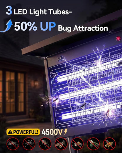Solar Bug Zapper Outdoor, Mosquito Zapper Waterproof Electric Fly Zapper Rechargeable Mosquito Killer, Cordless Fly Insect Trap for Yard, Patio, Home, Garden, Camping