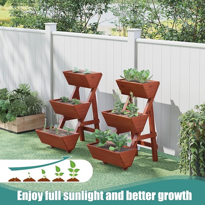 viewcare Raised Garden Bed, 3 Tier Small Vertical Garden Planter for Indoor & Outdoor, Raised Planter Box with Legs, Garden Planter Box for Flowers/Vegetables/Plants