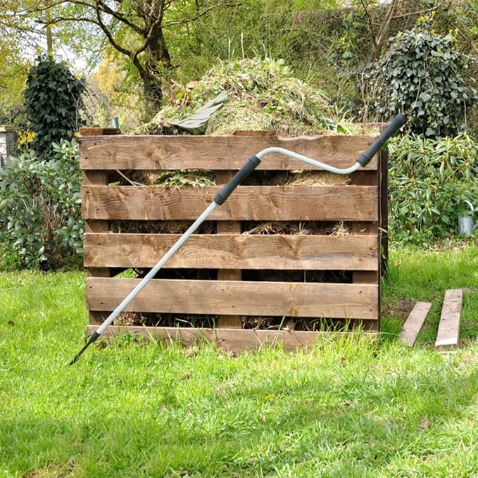 Compost Aerator Tools, 110CM Length Compost Turner Iron Composting Accessories - Manual Turners for Compos Bins and Garbage Decomposition, Rustproof and Durable