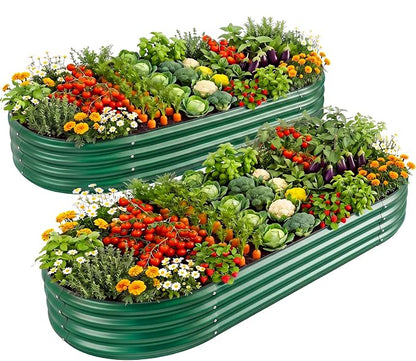 Land Guard 2 Pcs 6ft Metal Raised Garden Bed, 6 x 3 x 1 Galvanized Planter Raised Beds for Vegetables, Green