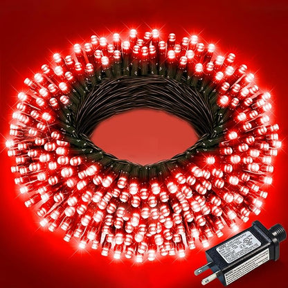 Red Christmas Lights Outdoor, 66FT 200 LED Christmas Tree Lights Indoor Waterproof, 8 Modes Connectable String Lights for Outside Bedroom Patio Garden Home Wedding Party Holiday Decorations