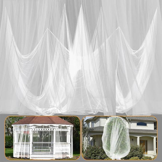 ANPHSIN 65x10ft Ultra fine Mosquito Net for Patio - Mesh Netting Screen for Outdoor Garden Porch Balcony, Protects Skin & Plants from Bugs, Birds, White