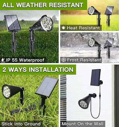 MEIHONG Solar Spot Lights, Warm White Lights with Separate Panel, Solar Tree Light Waterproof Outdoor Landscape Lights Dusk to Dawn for Garden Walkway(2 Pack)