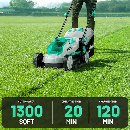 Litheli Cordless 13 Inch Cordless Lawn Mower 5 Heights 20V Electric Push Brushless Lawnmower for Garden, Yard, 4.0Ah Battery & Charger Included