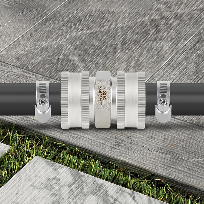 TAISHER 5PCS 304 Stainless Steel Garden Hose Adapter, 3/4" GHT Male x 3/4" GHT Male Garden Hose Connector with Washers