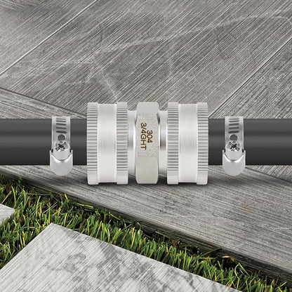TAISHER 5PCS 304 Stainless Steel Garden Hose Adapter, 3/4" GHT Male x 3/4" GHT Male Garden Hose Connector with Washers