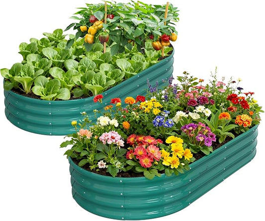 Raised Garden Bed, 12" Tall Galvanized Metal Raised Beds for Gardening | 2 Pack 6x3x1ft,Rust Resistant Elevated Garden Bed, Planters Box Kit for Outdoor Plants Vegetables Flowers Herbs Tomatoes