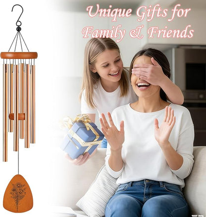 Mom Wind Chimes for Outside, Windchimes with Double Sided Wooden Plaque, Gifts for Mom Garden Patio Decor